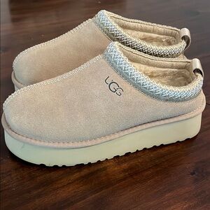 UGG Beige Slip-On Platform Shoes